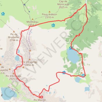 Itinéraire Pics Marcel Spont, des Isclots, des Hermitans depuis les granges d'Astau, distance, dénivelé, altitude, carte, profil, trace GPS