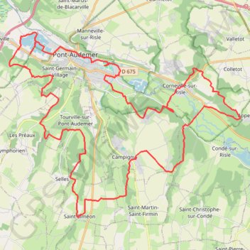 Itinéraire Pont Audemer, distance, dénivelé, altitude, carte, profil, trace GPS