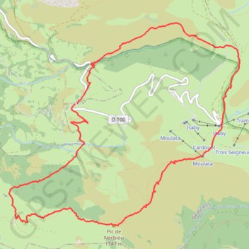 Itinéraire Pic de Nerbiou & Soum de Maucasau en circut depuis Sérères (RKT), distance, dénivelé, altitude, carte, profil, trace GPS
