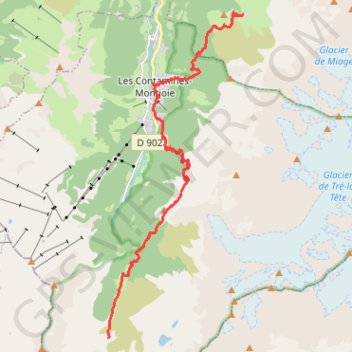 Itinéraire TMB-j2, du refuge de Miage au refuge de la Balme, distance, dénivelé, altitude, carte, profil, trace GPS