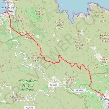 Itinéraire El Port de la Selva - Cadaqués, distance, dénivelé, altitude, carte, profil, trace GPS