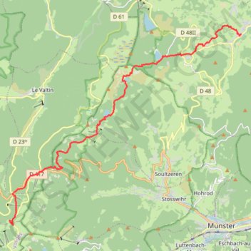 Itinéraire D'Orbey à Metzeral par le Hirschsteine et les sommets - Étape 1, distance, dénivelé, altitude, carte, profil, trace GPS