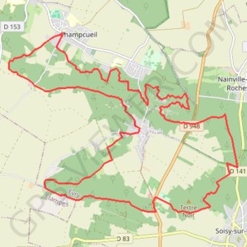 Itinéraire Champcueil - la Padole, distance, dénivelé, altitude, carte, profil, trace GPS