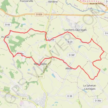Itinéraire Dix huit prunes à Prunet, distance, dénivelé, altitude, carte, profil, trace GPS