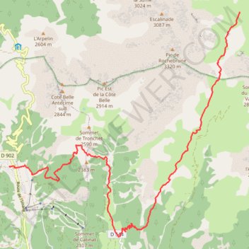 Itinéraire J2 Col de Peas, distance, dénivelé, altitude, carte, profil, trace GPS