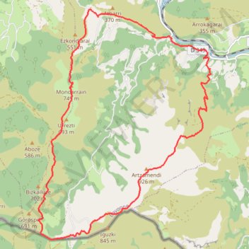 Itinéraire Artzamendi, distance, dénivelé, altitude, carte, profil, trace GPS