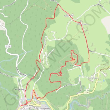 Itinéraire Abbaye d'Aubazine - Les Landes - Pauliac Haut - Puy de Pauliac - Roche Bergère - Dolmen - La Charde, distance, dénivelé, altitude, carte, profil, trace GPS