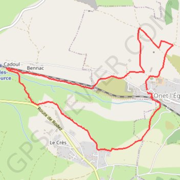 Itinéraire Autour d'Onet l'Église, distance, dénivelé, altitude, carte, profil, trace GPS