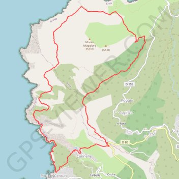 Itinéraire Centuri - Sentier des Douaniers, distance, dénivelé, altitude, carte, profil, trace GPS