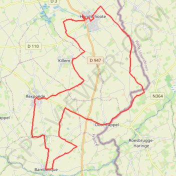 Itinéraire La route du lin - Hondschoote, distance, dénivelé, altitude, carte, profil, trace GPS