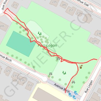 Itinéraire Parc Logan, distance, dénivelé, altitude, carte, profil, trace GPS