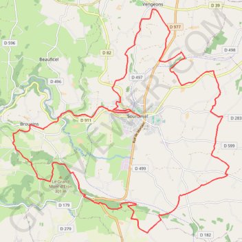 Itinéraire Sourdeval, distance, dénivelé, altitude, carte, profil, trace GPS