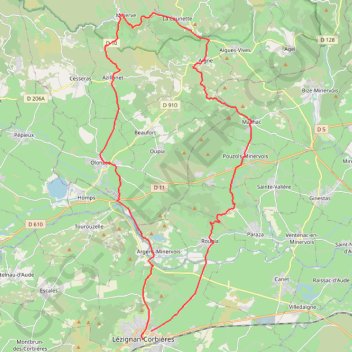 Itinéraire Lezignan,Minerve, Maihac 48km, distance, dénivelé, altitude, carte, profil, trace GPS