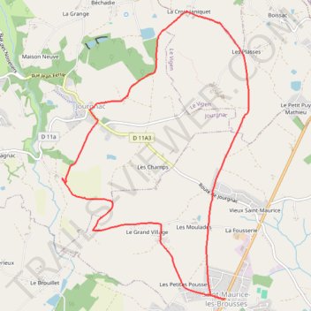 Itinéraire St Maurice les Brousses, distance, dénivelé, altitude, carte, profil, trace GPS