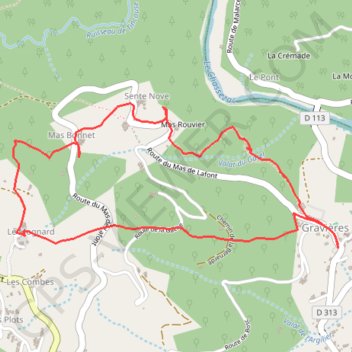 Itinéraire Gravières, le bastidou, distance, dénivelé, altitude, carte, profil, trace GPS