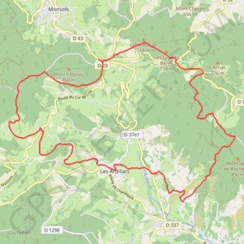 Itinéraire Les Ardillats - Col de Crie, distance, dénivelé, altitude, carte, profil, trace GPS