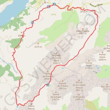 Itinéraire Tour-PierraMenta, distance, dénivelé, altitude, carte, profil, trace GPS
