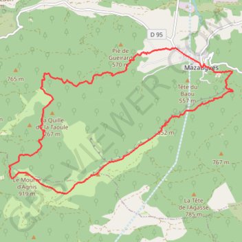 Itinéraire Le Mourré d'Agnis, distance, dénivelé, altitude, carte, profil, trace GPS