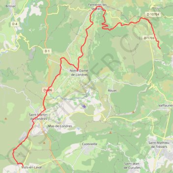 Itinéraire Grande Traversée de l'Hérault - du Mas Neuf à Roussières, distance, dénivelé, altitude, carte, profil, trace GPS