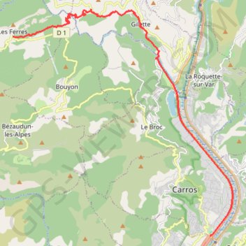 Itinéraire La Vallière - Carros-le-Neuf (Grande Traversée des PréAlpes), distance, dénivelé, altitude, carte, profil, trace GPS