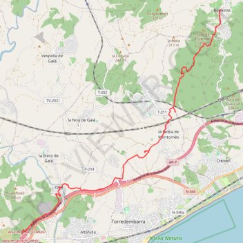 Itinéraire GR92 Vendrell, distance, dénivelé, altitude, carte, profil, trace GPS