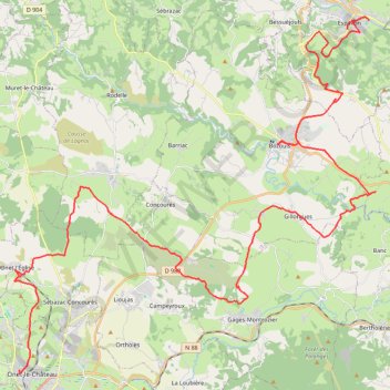 Itinéraire De Onet à Espalion, distance, dénivelé, altitude, carte, profil, trace GPS