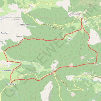 Itinéraire Croix de Montvieux, distance, dénivelé, altitude, carte, profil, trace GPS