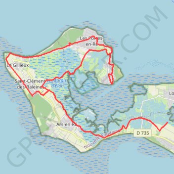 Itinéraire Ile De Ré(2) Loix- LesPortes-en-Ré- Ars-en-ré on GPSies.com, distance, dénivelé, altitude, carte, profil, trace GPS