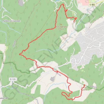 Itinéraire From 44.053294,3.967765 to 44.03413,3.97176, distance, dénivelé, altitude, carte, profil, trace GPS
