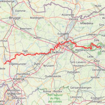 Itinéraire GR128 De Roeselare à Dendermonde (Belgique), distance, dénivelé, altitude, carte, profil, trace GPS