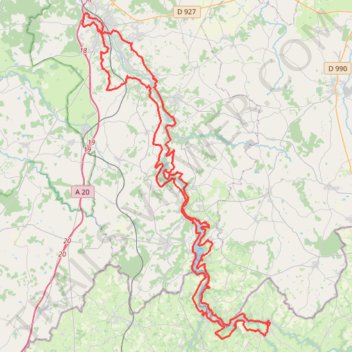 Itinéraire GRP Val de Creuse ML, distance, dénivelé, altitude, carte, profil, trace GPS