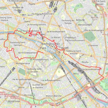 Itinéraire Randonnée à Paris - De la Porte de Charenton à Saint-Germain, distance, dénivelé, altitude, carte, profil, trace GPS