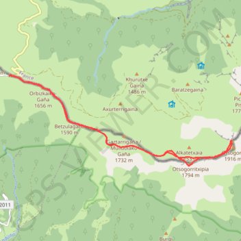 Itinéraire OTXOGORRIGAGNA depuis le Port de Larrau, distance, dénivelé, altitude, carte, profil, trace GPS