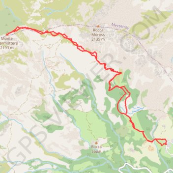 Itinéraire Monte Marmottere, distance, dénivelé, altitude, carte, profil, trace GPS