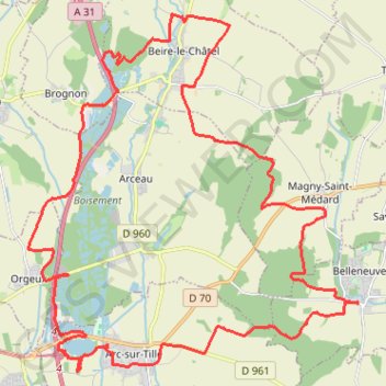Itinéraire Arc-sur-Tille, distance, dénivelé, altitude, carte, profil, trace GPS