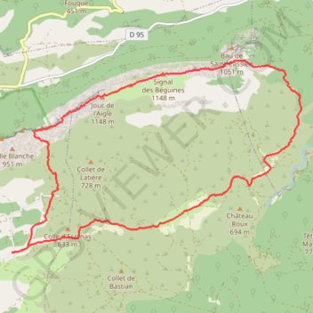 Itinéraire Sainte Baume par Riboux, distance, dénivelé, altitude, carte, profil, trace GPS