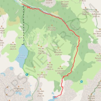 Itinéraire Des forges d'Orlu au Refuge d'En Beys, distance, dénivelé, altitude, carte, profil, trace GPS