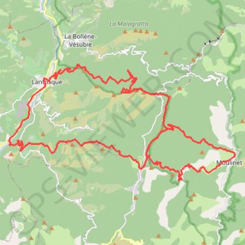 Itinéraire Lantosque - Moulinet - Peira Cava - Béasse - Lantosque, distance, dénivelé, altitude, carte, profil, trace GPS
