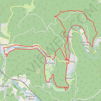 Itinéraire Autour de la Semoy - Monthermé - La Gire - Chateau de Linchamps, distance, dénivelé, altitude, carte, profil, trace GPS