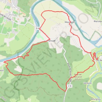 Itinéraire Lacave à Belcastel, distance, dénivelé, altitude, carte, profil, trace GPS