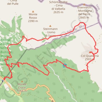 Itinéraire Col Quaternà (Knieberg), distance, dénivelé, altitude, carte, profil, trace GPS