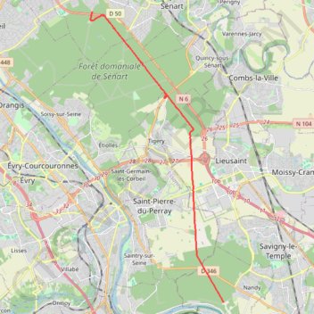 Itinéraire Forêt de Sénart - Forêt de Rougeau, distance, dénivelé, altitude, carte, profil, trace GPS