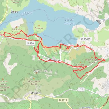 Itinéraire Lac du Salagou, distance, dénivelé, altitude, carte, profil, trace GPS