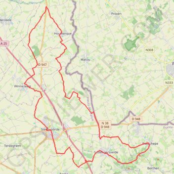 Itinéraire Les Moulins de Flandre - Sainteenvoorde, distance, dénivelé, altitude, carte, profil, trace GPS