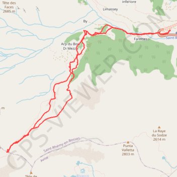 Itinéraire Col Serena, distance, dénivelé, altitude, carte, profil, trace GPS