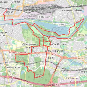 Itinéraire GPX Champs Sur Marne 23 nov, distance, dénivelé, altitude, carte, profil, trace GPS