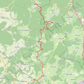 Itinéraire Daverdisse - Lesse - Paliseul, distance, dénivelé, altitude, carte, profil, trace GPS