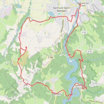 Itinéraire Saint Just Saint Rambert Chambles Saint Just, distance, dénivelé, altitude, carte, profil, trace GPS
