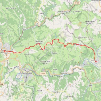 Itinéraire GR65 de Livinhac à Figeac, distance, dénivelé, altitude, carte, profil, trace GPS