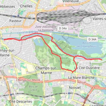 Itinéraire 2013-05-16Torcy Noseil Champs sur marne, distance, dénivelé, altitude, carte, profil, trace GPS